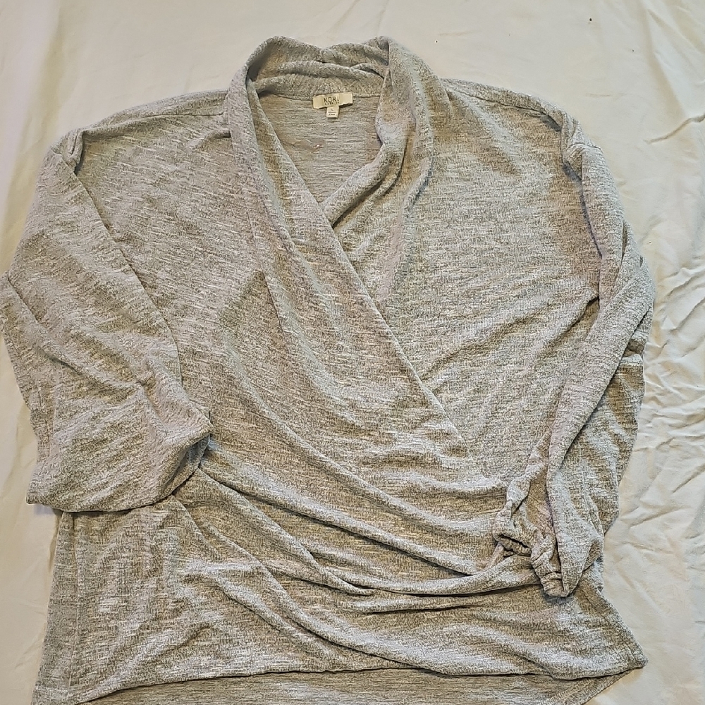 Gray Wrap-Style Top